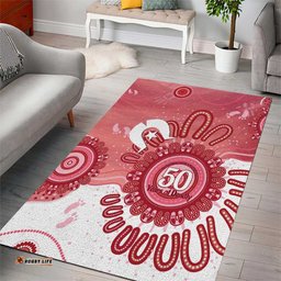 NAIDOC Week 2026 Area Rug 50 Years Deadly Dhari Pink Aboriginal Art LT14