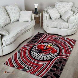 Essendon Football Club Area Rug Indigenous Monochrome Dot Art Mascot Style TS04