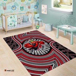 Essendon Football Club Area Rug Indigenous Monochrome Dot Art Mascot Style TS04
