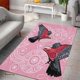 Pink Galah Aussie Aboriginal Area Rug Soaring High LT7