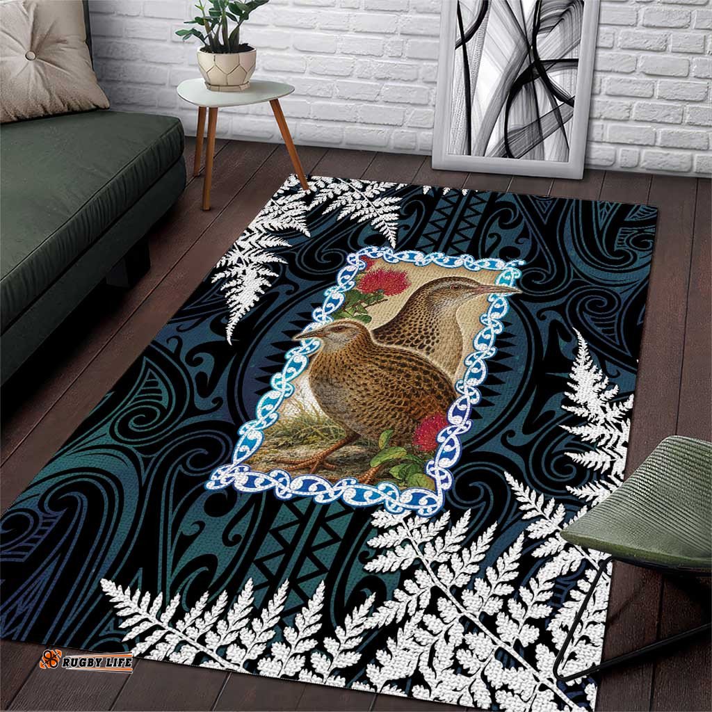 New Zealand Weka Area Rug Maori Hen Koru Pattern LT05