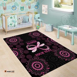 Personalized Pink Dragonfly Aboriginal of Hope Area Rug Australias Breast Cancer Awareness LT9