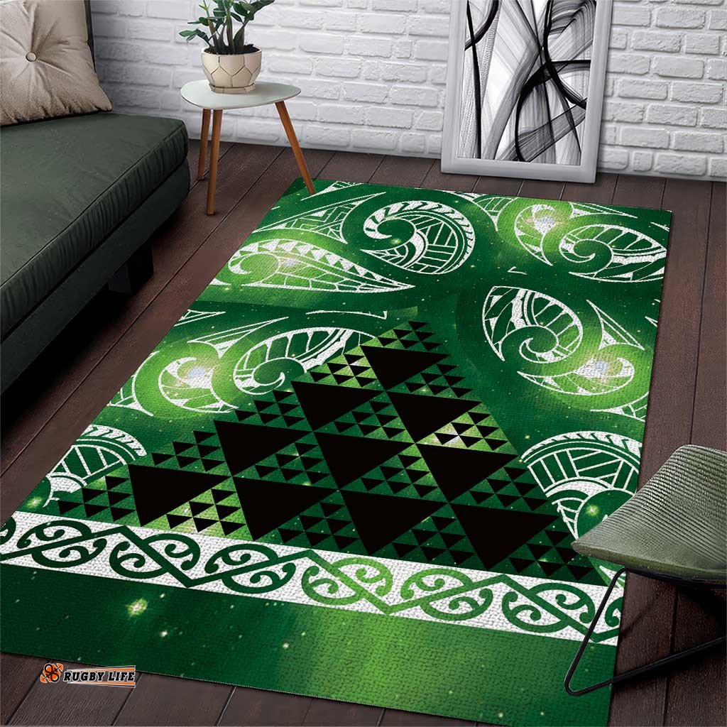 Matariki New Zealand Area Rug NZ Niho Taniwha Maori New Year Green Galaxy LT14