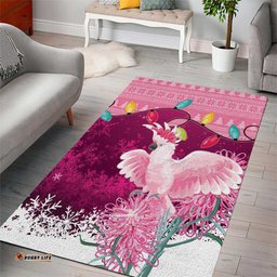 Pink Cockatoo Australia Christmas Area Rug Grevillea Eucalyptus Blossoms LT14
