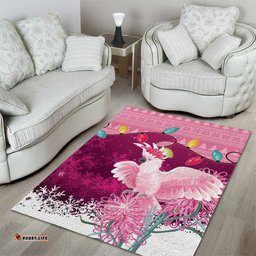 Pink Cockatoo Australia Christmas Area Rug Grevillea Eucalyptus Blossoms LT14