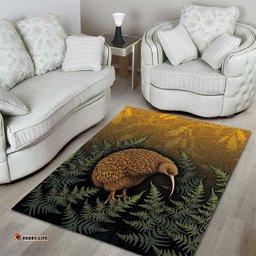 New Zealand Kiwi Bird Area Rug Silver Fern Mix Maori Pattern LT05