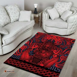 New Zealand Taiaha Maori Area Rug Whero Minimalist Silver Fern Tukutuku Motif LT9