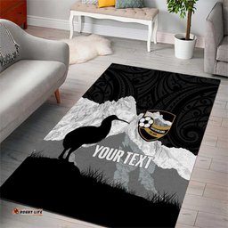 New Zealand South Island Football Custom Area Rug Aoraki Mount Cook With Kiwi Maori Pattern LT14
