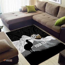 New Zealand South Island Football Custom Area Rug Aoraki Mount Cook With Kiwi Maori Pattern LT14