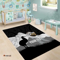 New Zealand South Island Football Custom Area Rug Aoraki Mount Cook With Kiwi Maori Pattern LT14