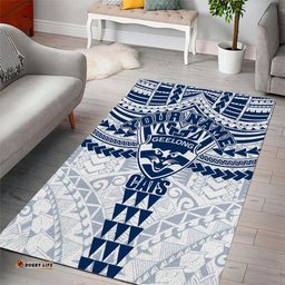 Personalized Geelong Cats Area Rug Polynesian Tribal Pattern Heritage Football TS04