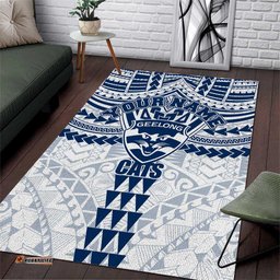 Personalized Geelong Cats Area Rug Polynesian Tribal Pattern Heritage Football TS04