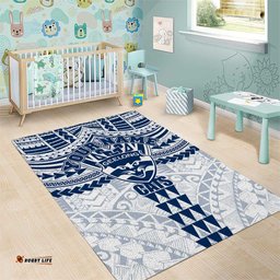 Personalized Geelong Cats Area Rug Polynesian Tribal Pattern Heritage Football TS04