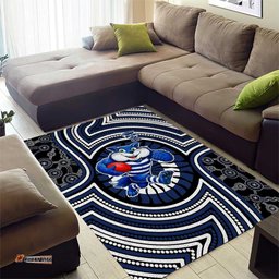 Geelong Cats Area Rug Indigenous Monochrome Dot Art Mascot Style TS04