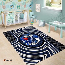 Geelong Cats Area Rug Indigenous Monochrome Dot Art Mascot Style TS04