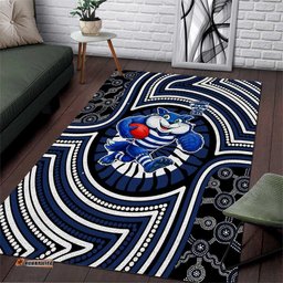 Geelong Cats Area Rug Indigenous Monochrome Dot Art Mascot Style TS04