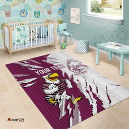 Personalized Manly Warringah Sea Eagles Area Rug Dynamic Lightning Mascot Rugby Australia TS04