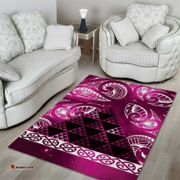 Matariki New Zealand Area Rug NZ Niho Taniwha Maori New Year Pink Galaxy LT14