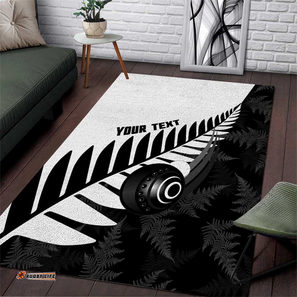 New Zealand Lawn Bowls Custom Area Rug Aotearoa Silver Fern LT14