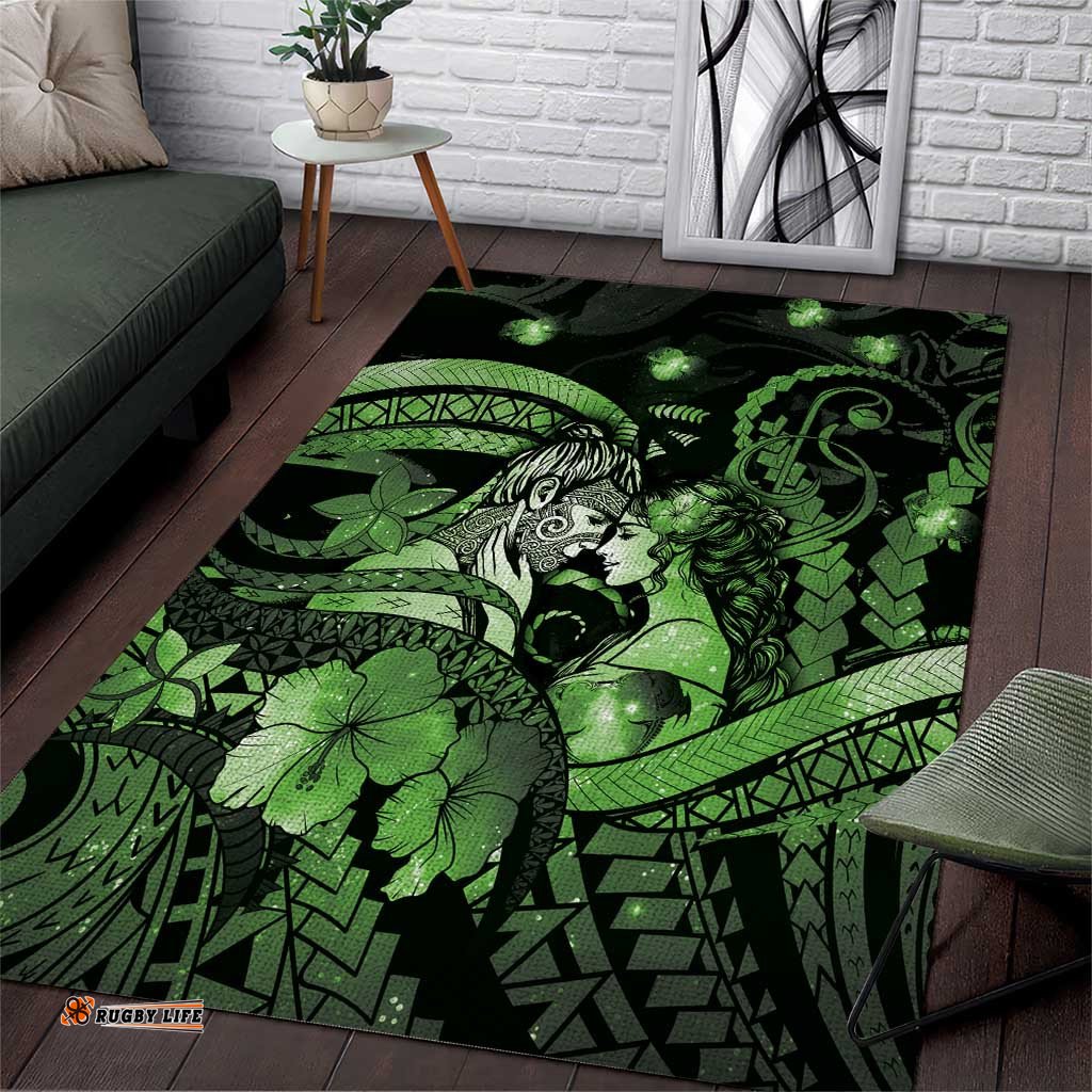 Maori Romantic Valentine Area Rug The Hongi Kiss Green Galaxy DT05