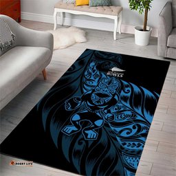 New Zealand Lawn Bowls Area Rug Blue Maori Warrior Tribal Silver Fern LT9