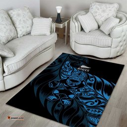 New Zealand Lawn Bowls Area Rug Blue Maori Warrior Tribal Silver Fern LT9