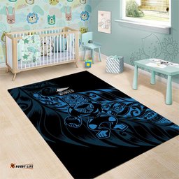 New Zealand Lawn Bowls Area Rug Blue Maori Warrior Tribal Silver Fern LT9