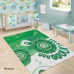 NAIDOC Week 2026 Area Rug 50 Years Deadly Dhari Green Aboriginal Art LT14