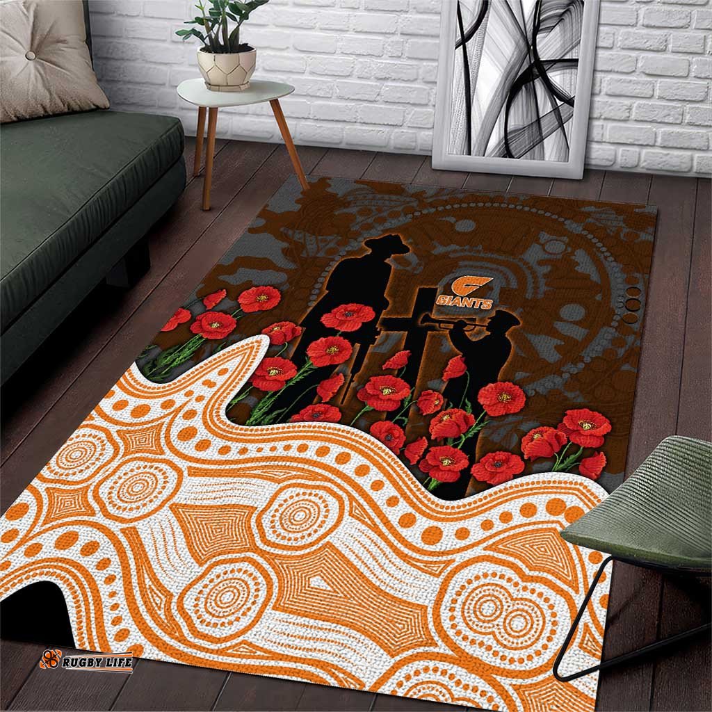 GWS Giants ANZAC Day Area Rug Indigenous Dot Art with Poppy Flower Tribute TS04