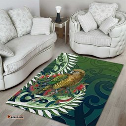 New Zealand Kea Bird Area Rug With Maori Koru Fern LT05