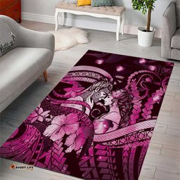 Maori Romantic Valentine Area Rug The Hongi Kiss Pink Galaxy DT05