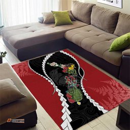 New Zealand Christmas Area Rug Flora Map with Birds LT7