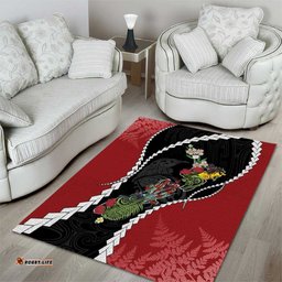 New Zealand Christmas Area Rug Flora Map with Birds LT7