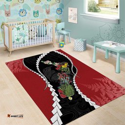 New Zealand Christmas Area Rug Flora Map with Birds LT7