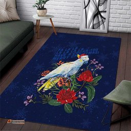 Merry Cocka-mas Area Rug Australia Christmas Blue Art LT9