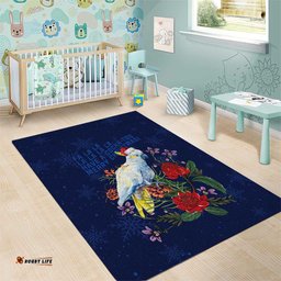 Merry Cocka-mas Area Rug Australia Christmas Blue Art LT9