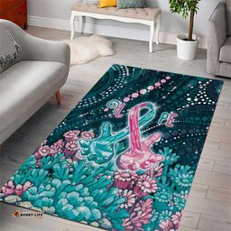 Hereditary Cancer Awareness Area Rug Hope Ribbon With Aussie Teal Duncan Coral DT05