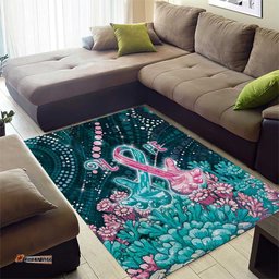 Hereditary Cancer Awareness Area Rug Hope Ribbon With Aussie Teal Duncan Coral DT05