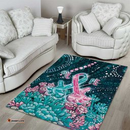 Hereditary Cancer Awareness Area Rug Hope Ribbon With Aussie Teal Duncan Coral DT05