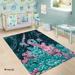 Hereditary Cancer Awareness Area Rug Hope Ribbon With Aussie Teal Duncan Coral DT05