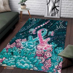 Hereditary Cancer Awareness Area Rug Hope Ribbon With Aussie Teal Duncan Coral DT05