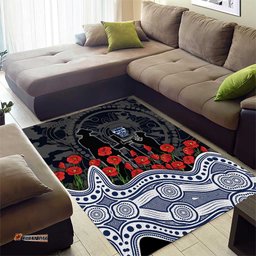 Geelong Cats ANZAC Day Area Rug Indigenous Dot Art with Poppy Flower Tribute TS04