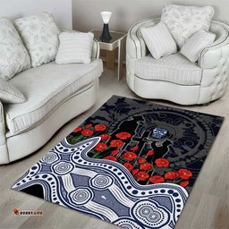 Geelong Cats ANZAC Day Area Rug Indigenous Dot Art with Poppy Flower Tribute TS04