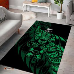 New Zealand Lawn Bowls Area Rug Green Maori Warrior Tribal Silver Fern LT9