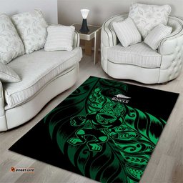 New Zealand Lawn Bowls Area Rug Green Maori Warrior Tribal Silver Fern LT9