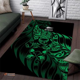 New Zealand Lawn Bowls Area Rug Green Maori Warrior Tribal Silver Fern LT9