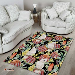Little Corella Australia Cockatoo Area Rug Cacatua Sanguinea Banksia Seamless Black LT14