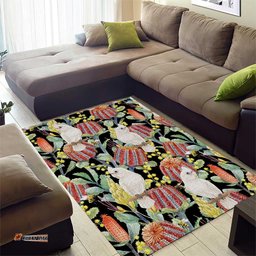 Little Corella Australia Cockatoo Area Rug Cacatua Sanguinea Banksia Seamless Black LT14