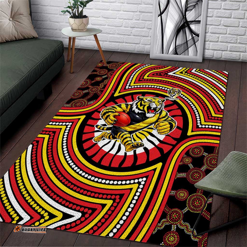 Richmond Football Club Area Rug Indigenous Monochrome Dot Art Mascot Style TS04