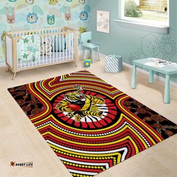 Richmond Football Club Area Rug Indigenous Monochrome Dot Art Mascot Style TS04